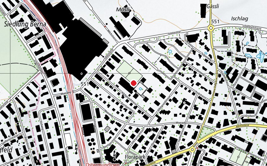 Carte indiquant l’emplacement de Schule Mösli (École)