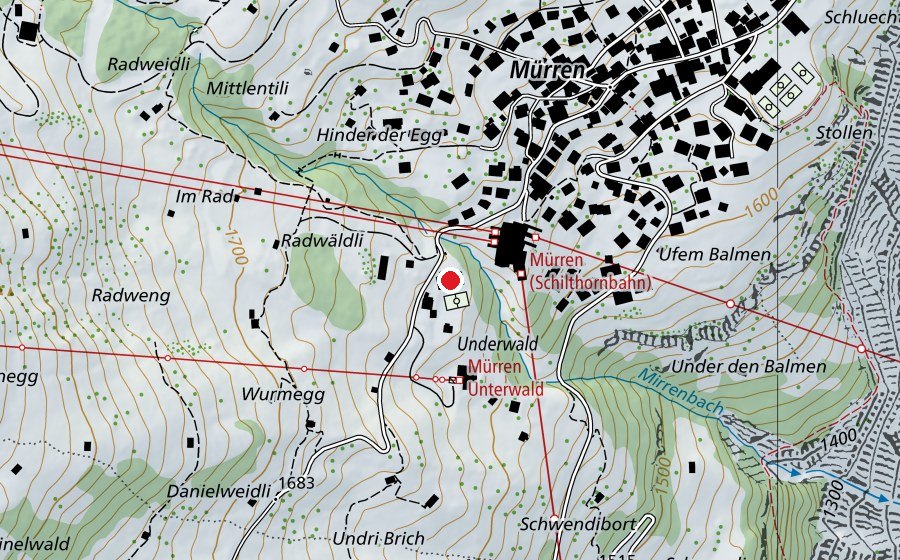 Carte indiquant l’emplacement de Schule Mürren (École)