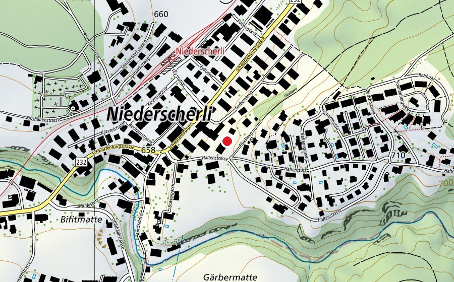 Map showing the location of Schule Niederscherli Haltenstrasse (School)