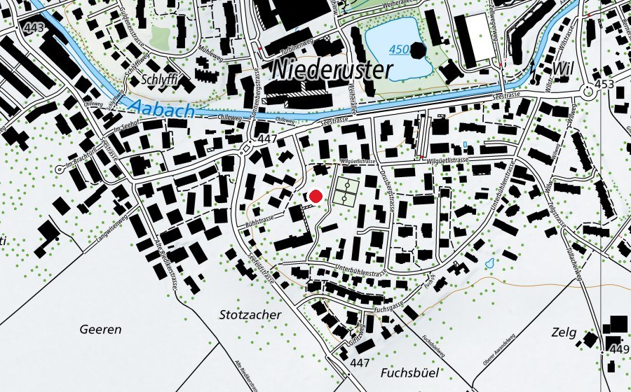 Karte mit dem Standort von Schule Niederuster (Schule)