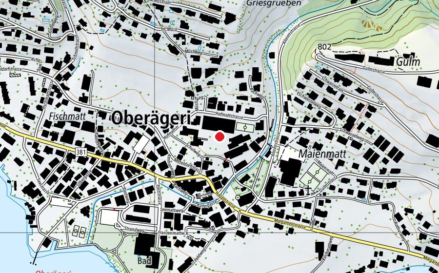 Map showing the location of Schule Oberägeri (School)