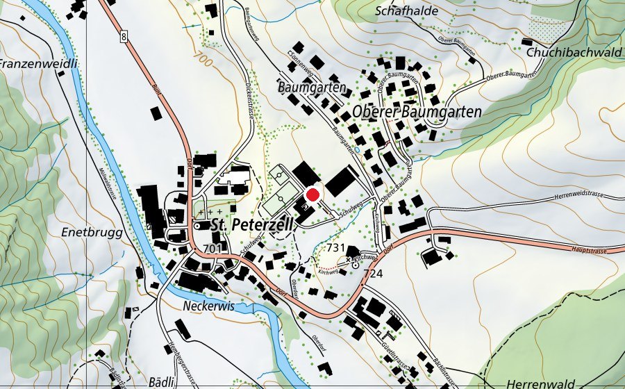 Karte mit dem Standort von Schule Oberes Neckertal (Schule)