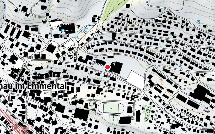 Map showing the location of Schule Oberfeld (School)