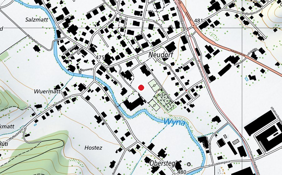 Carte indiquant l’emplacement de Schule Oberkulm (École)