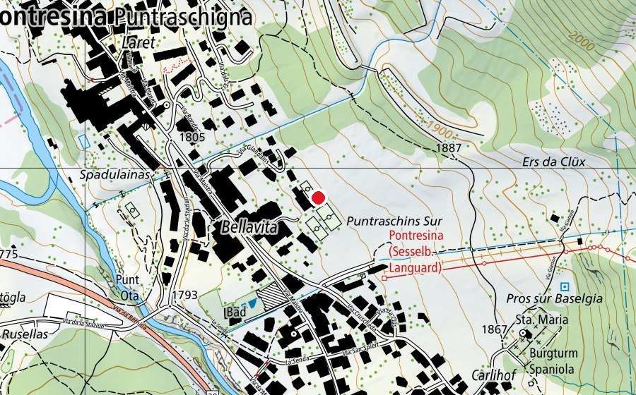 Karte mit dem Standort von Schule Pontresina (Schule)