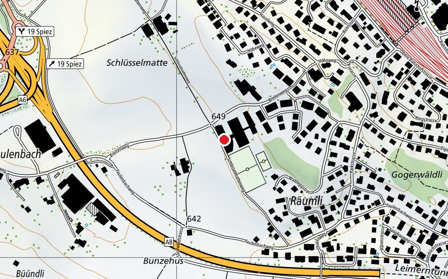 Karte mit dem Standort von Schule Räumli (Schule)