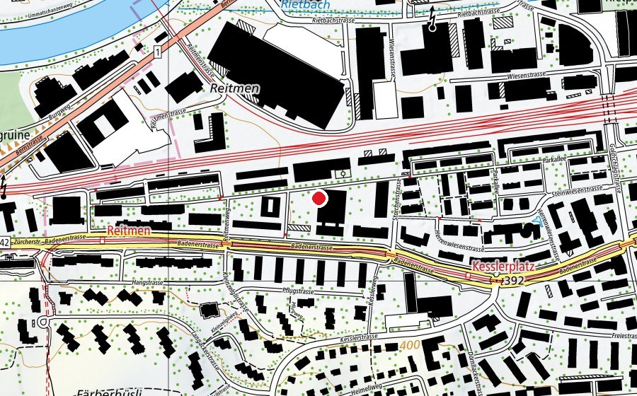 Map showing the location of Schule Reitmen (School)