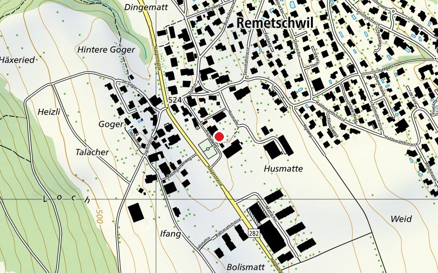 Map showing the location of Schule Remetschwil (School)