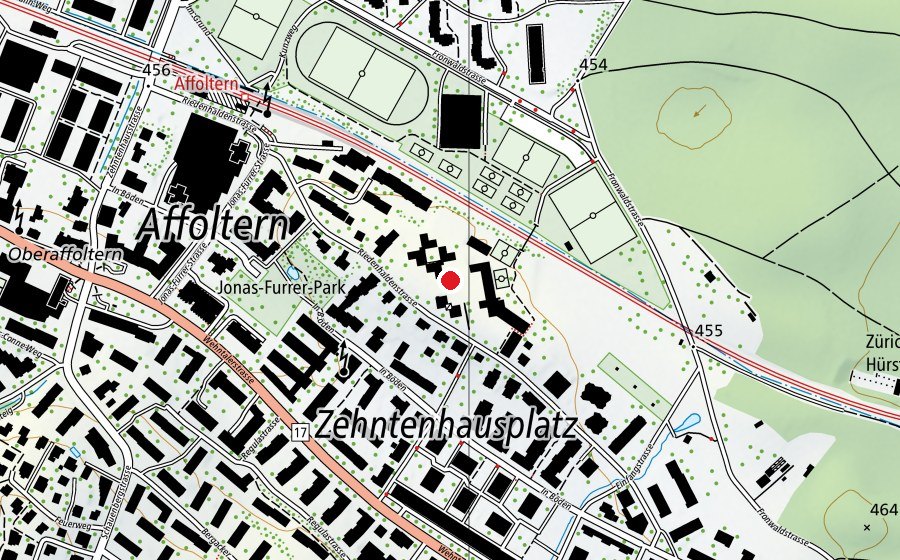 Karte mit dem Standort von Schule Riedenhalden (Schule)