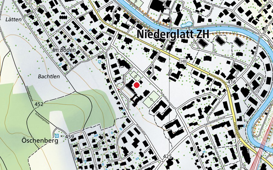 Karte mit dem Standort von Schule Rietlen (Schule)