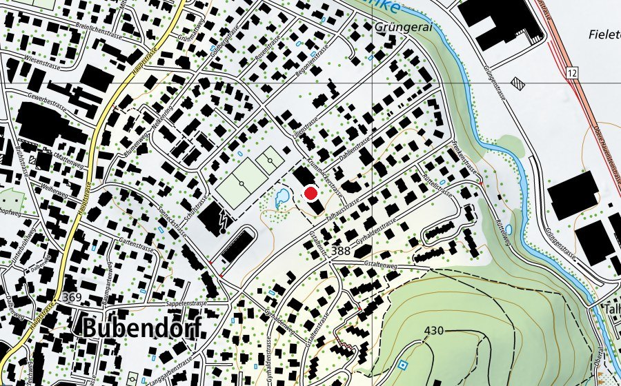 Map showing the location of Schule Sappeten (School)