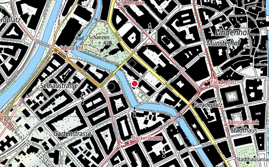 Map showing the location of Schule Schanzengraben (School)
