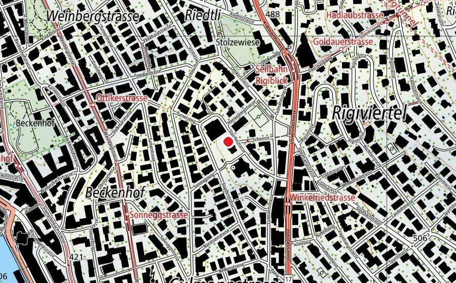 Map showing the location of Schule Scherr (School)