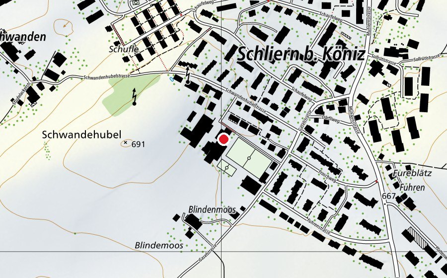 Carte indiquant l’emplacement de Schule Schliern (École)