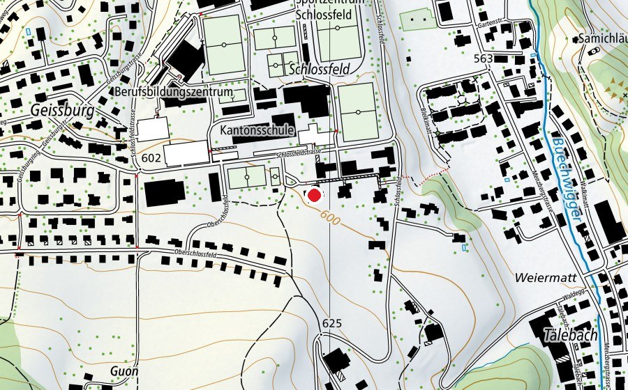 Map showing the location of Schule Schlossfeld Trakt D (School)