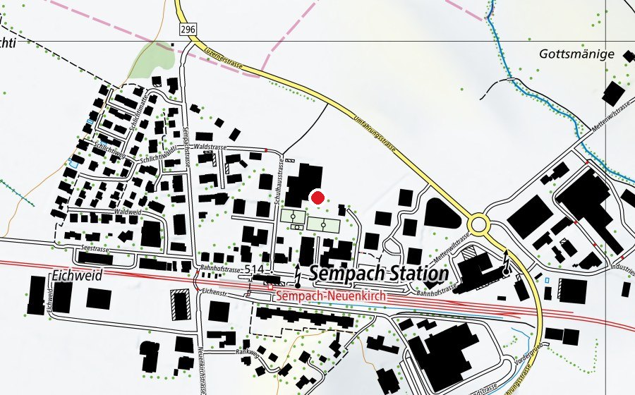 Map showing the location of Schule Sempach Station (School)