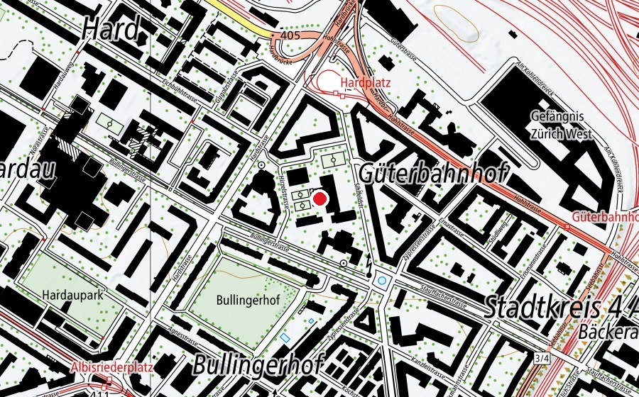 Map showing the location of Schule Sihlfeld (School)