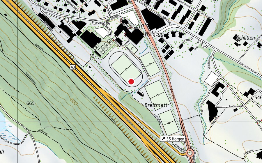 Karte mit dem Standort von Schule / Sportanlage Waldegg (Schule)