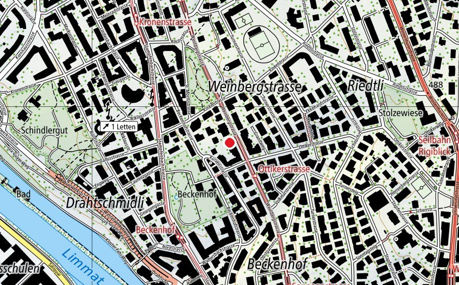 Karte mit dem Standort von Schule Talenta Zürich (Schule)