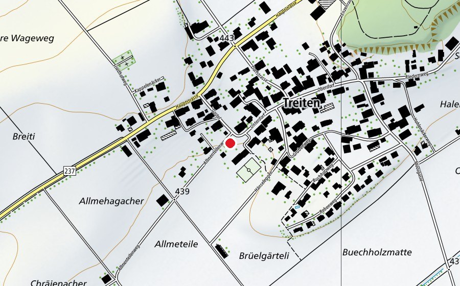 Map showing the location of Schule Treiten (School)