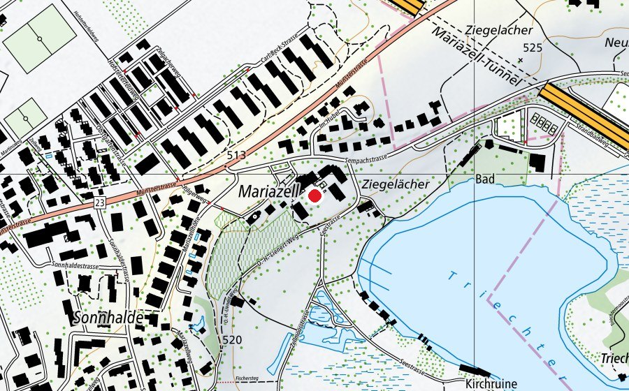 Map showing the location of Schule und Wohnen Mariazell (School)