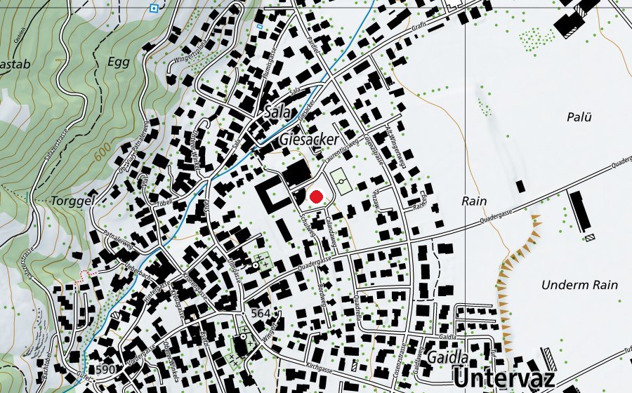 Carte indiquant l’emplacement de Schule Untervaz (École)