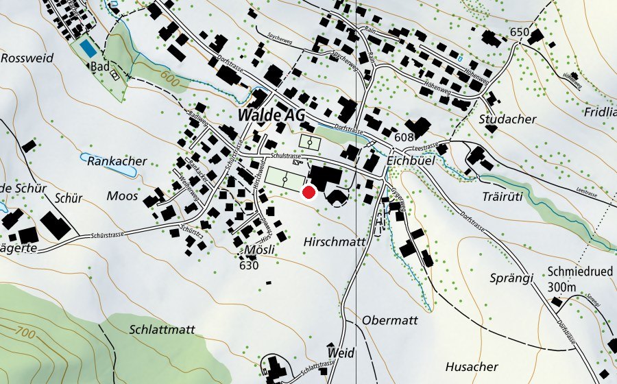 Map showing the location of Schule Walde (School)