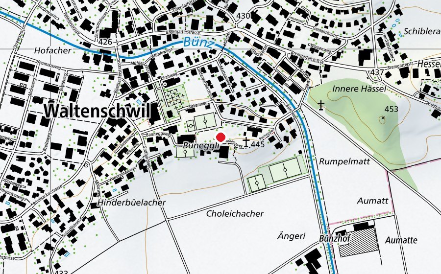 Carte indiquant l’emplacement de Schule Waltenschwil (École)