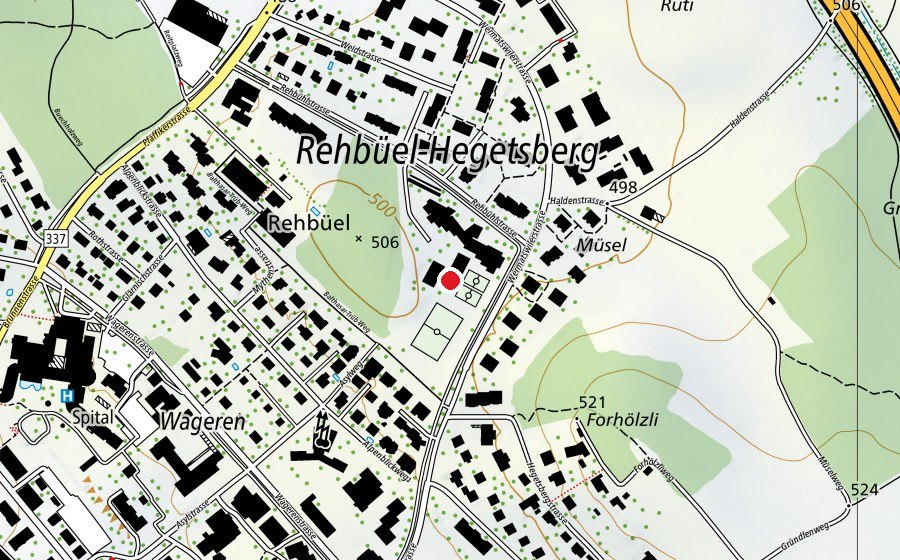 Carte indiquant l’emplacement de Schule Weidli (École)