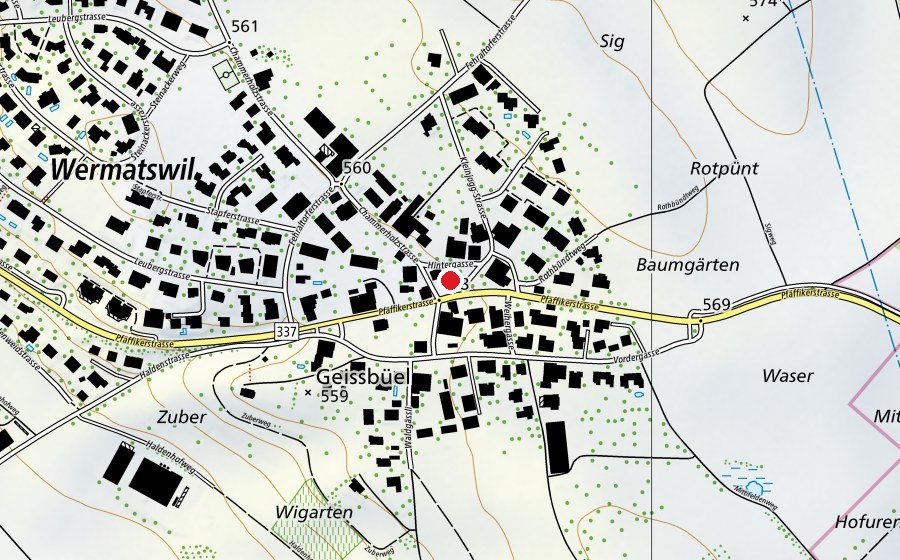 Carte indiquant l’emplacement de Schule Wermatswil (École)