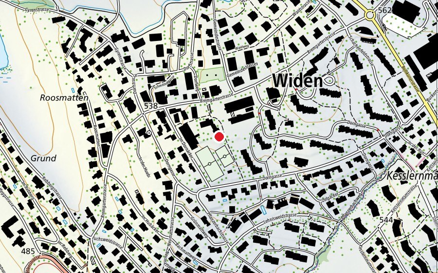 Map showing the location of Schule Widen (School)