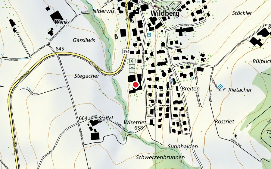 Carte indiquant l’emplacement de Schule Wildberg (École)