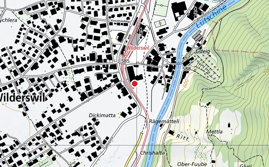 Carte indiquant l’emplacement de Schule Wilderswil (École)