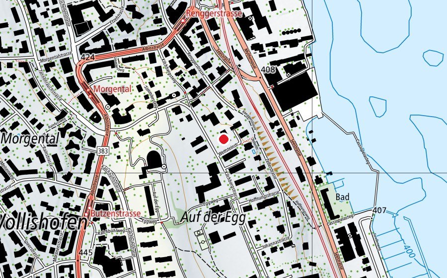 Carte indiquant l’emplacement de Schule Wollishofen (École)