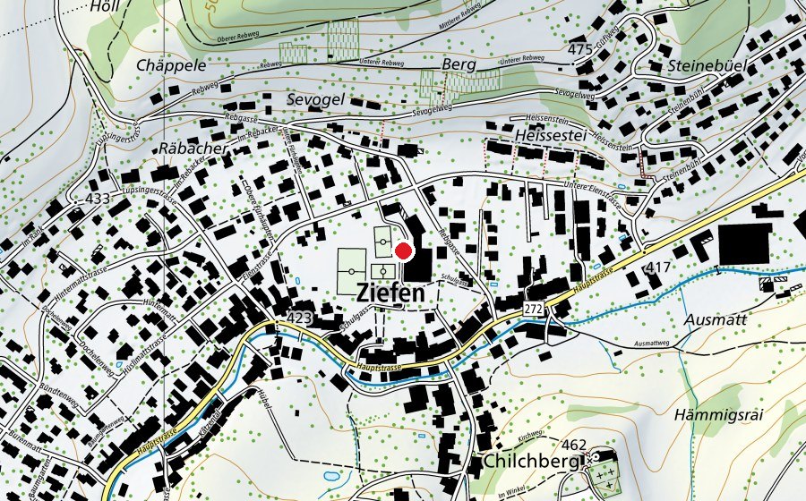 Map showing the location of Schule Ziefen (School)