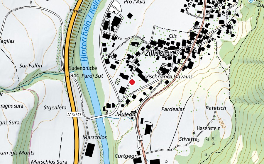 Map showing the location of Schule Zillis (School)