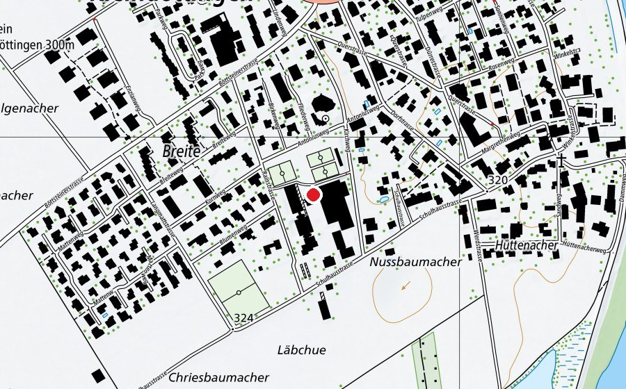 Karte mit dem Standort von Schulen Böttstein (Schule)
