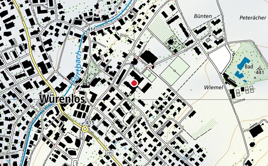 Carte indiquant l’emplacement de Schulhaus 2-4 (École)