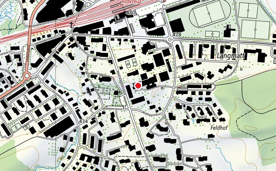 Carte indiquant l’emplacement de Schulhaus 2 (École)