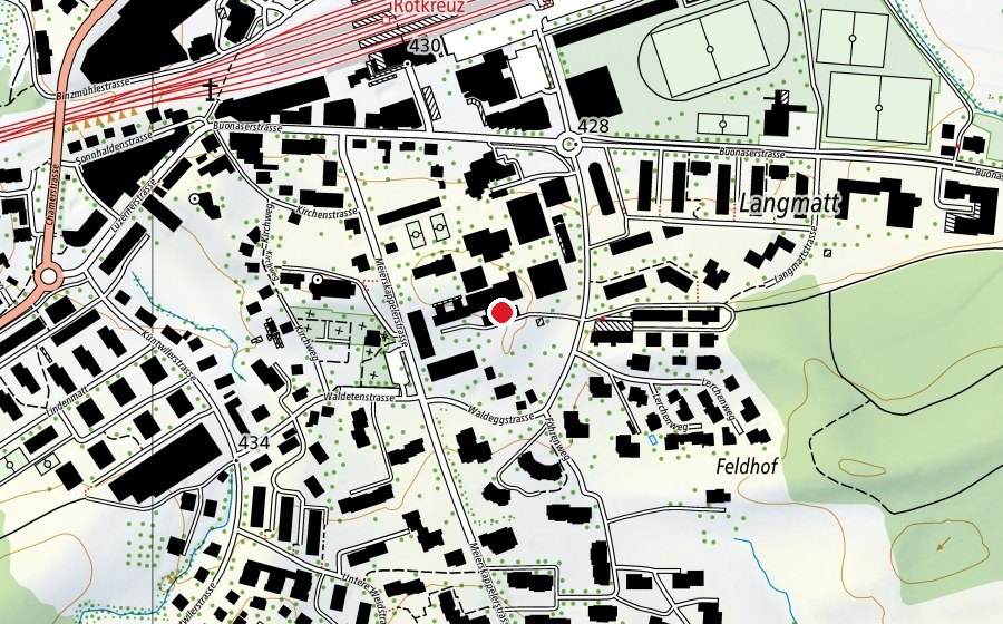 Map showing the location of Schulhaus 3 (School)