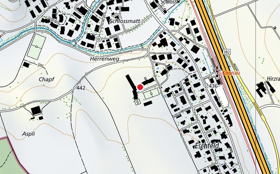 Map showing the location of Schulhaus Aeschrain (School)