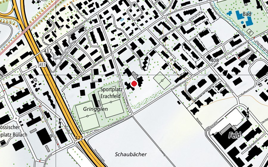 Map showing the location of Schulhaus Allmend (School)