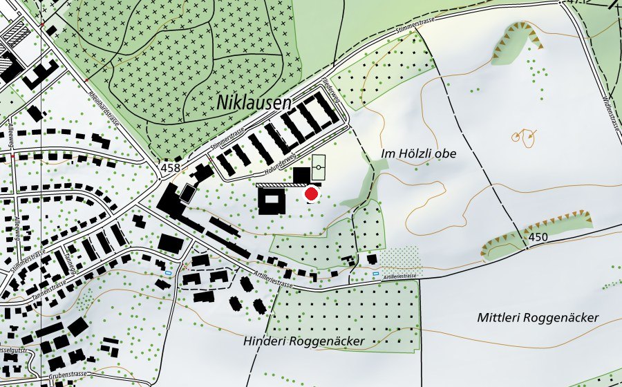 Karte mit dem Standort von Schulhaus Alpenblick Garderobentrakt (Schule)