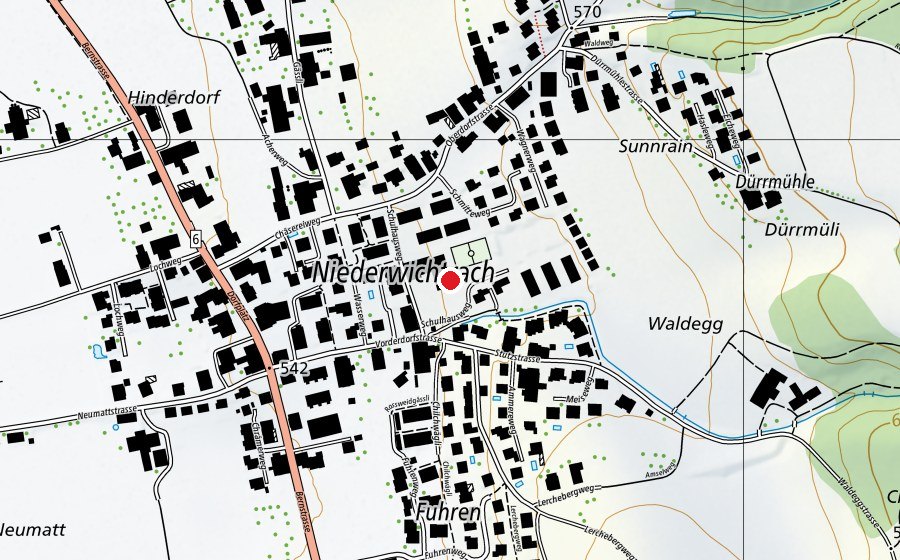 Map showing the location of Schulhaus am Bach (School)
