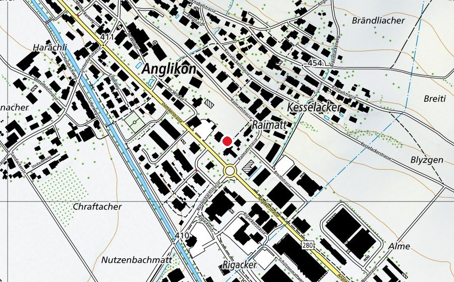 Carte indiquant l’emplacement de Schulhaus Anglikon (École)