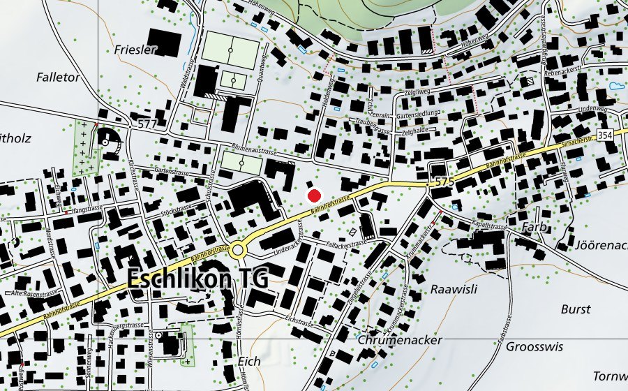 Map showing the location of Schulhaus Bahnhofstrasse (School)