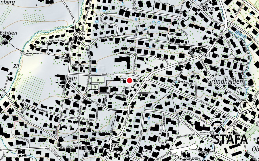Carte indiquant l’emplacement de Schulhaus Beewies (École)