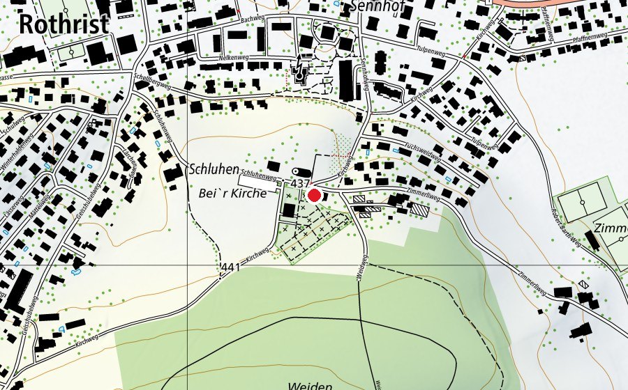 Mappa con la posizione di Schulhaus bei der Kirche (Scuola)