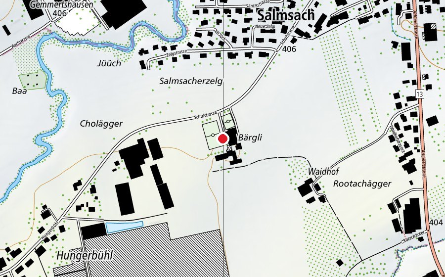 Karte mit dem Standort von Schulhaus Bergli (Schule)