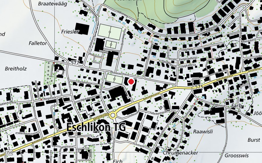Carte indiquant l’emplacement de Schulhaus Blumenau (École)